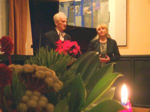1191st Liszt Evening, Halina Muszak, The Director of the Oborniki Cultural Centre thanks Juliusz Adamowski, <br>  Oborniki Slaskie, Parlour of Four Muses, 11st Dec 2015. Photo by Jolanta Nitka.
